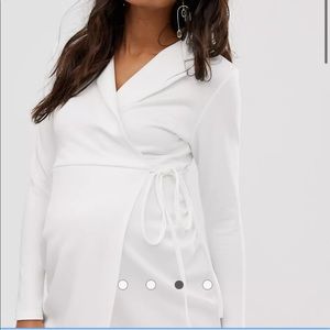 White Maternity Wrap Dress